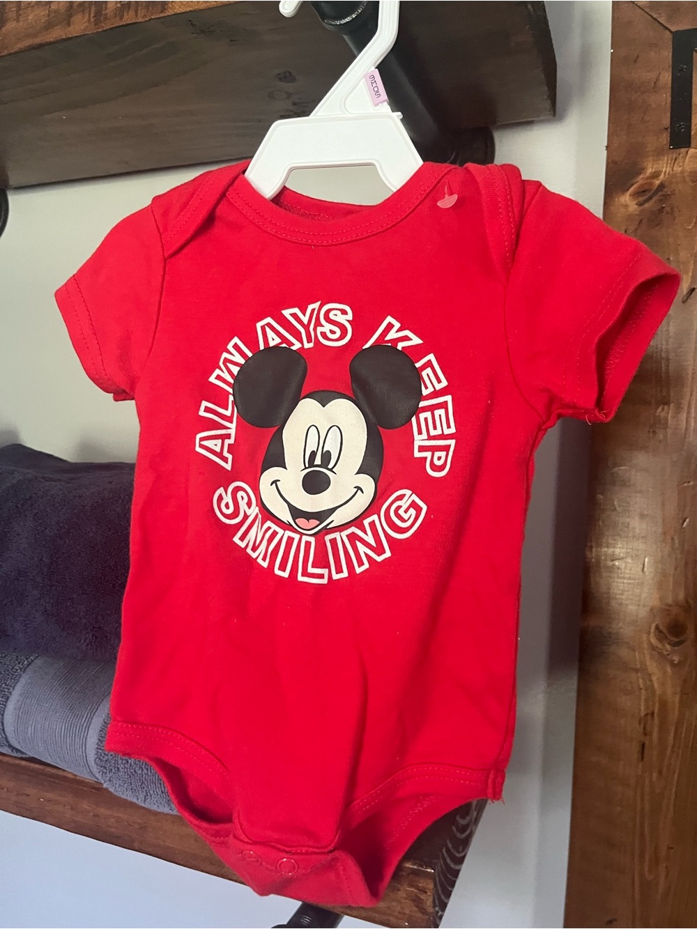 Disney Red 'Always Keep Smiling' Mickey One-Piece